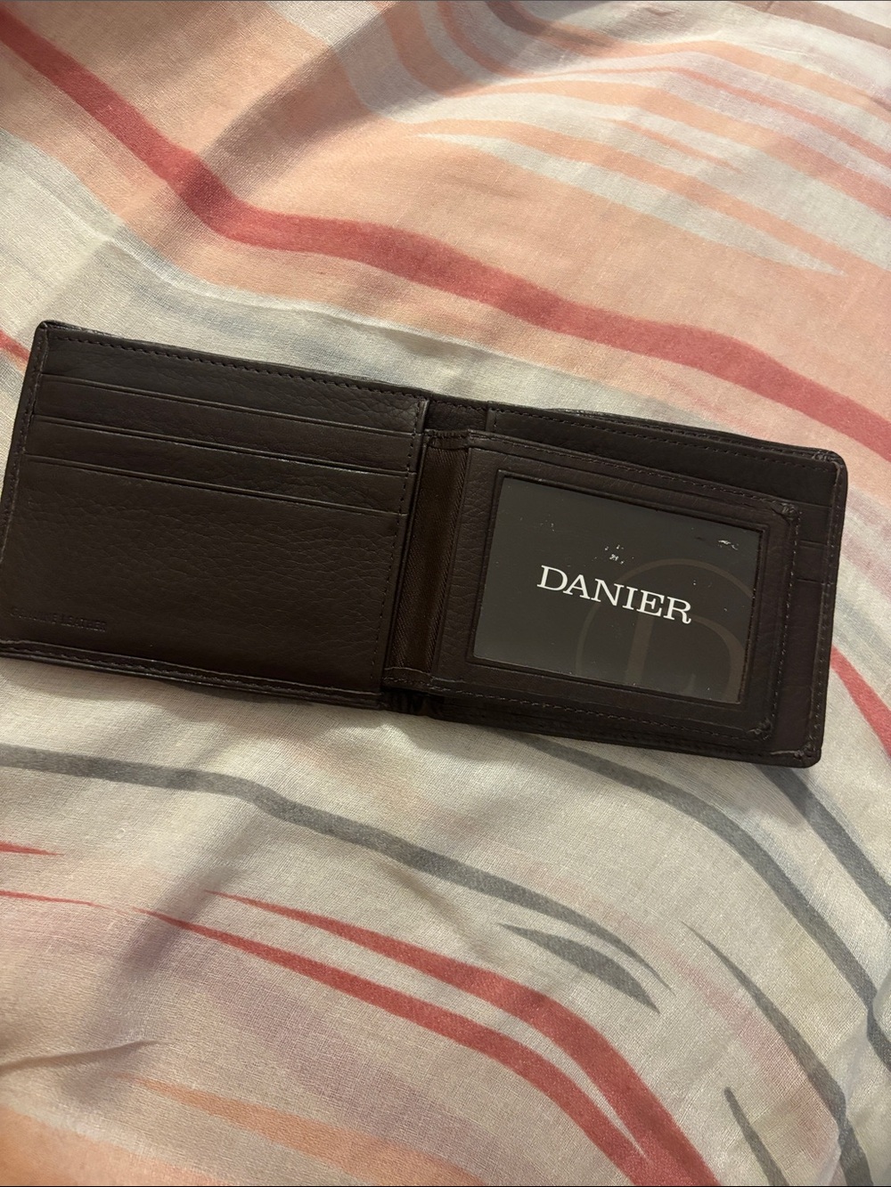 Danier Dark Brown Leather Bifold Wallet with ID Window